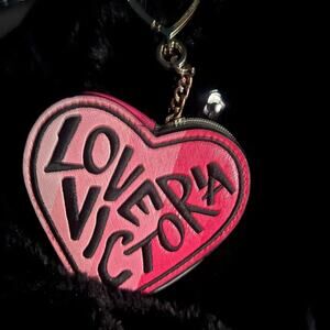 Victoria's Secret striped heart-shaped coin purse